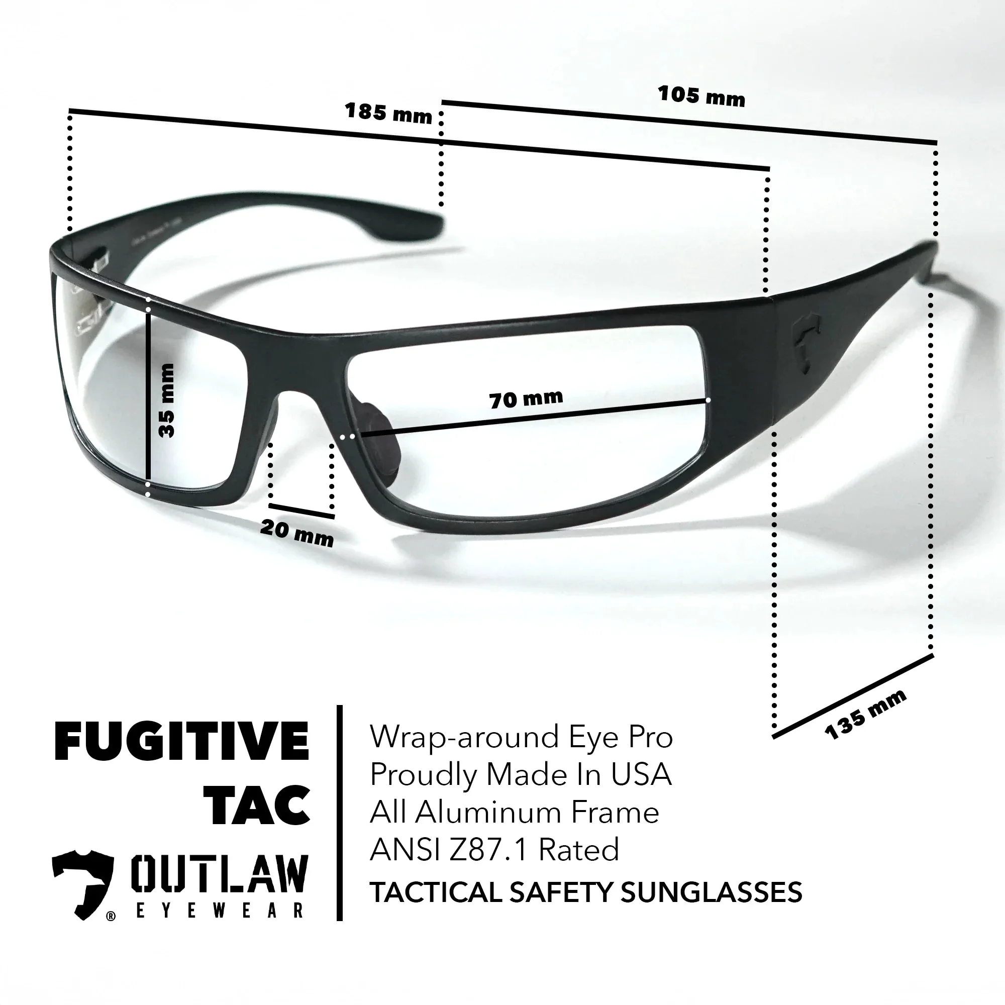 OutLaw Eyewear Fugitive TAC Black / Pathfinder 5.0 Transition - ANSI Z87.1-2015 (2 Pack) - Image 3